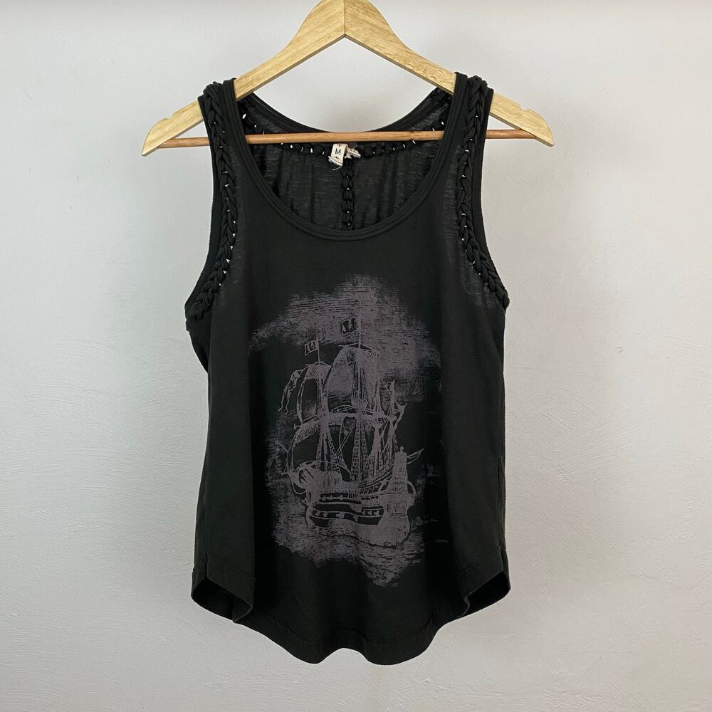 We The Free - Free People Witch Craft Graphic Tank - Washed Black - Size Medium